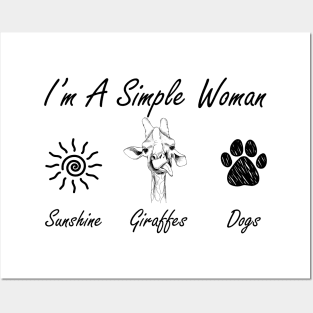 I'm A Simple Woman Sunshine Giraffes Dogs Posters and Art